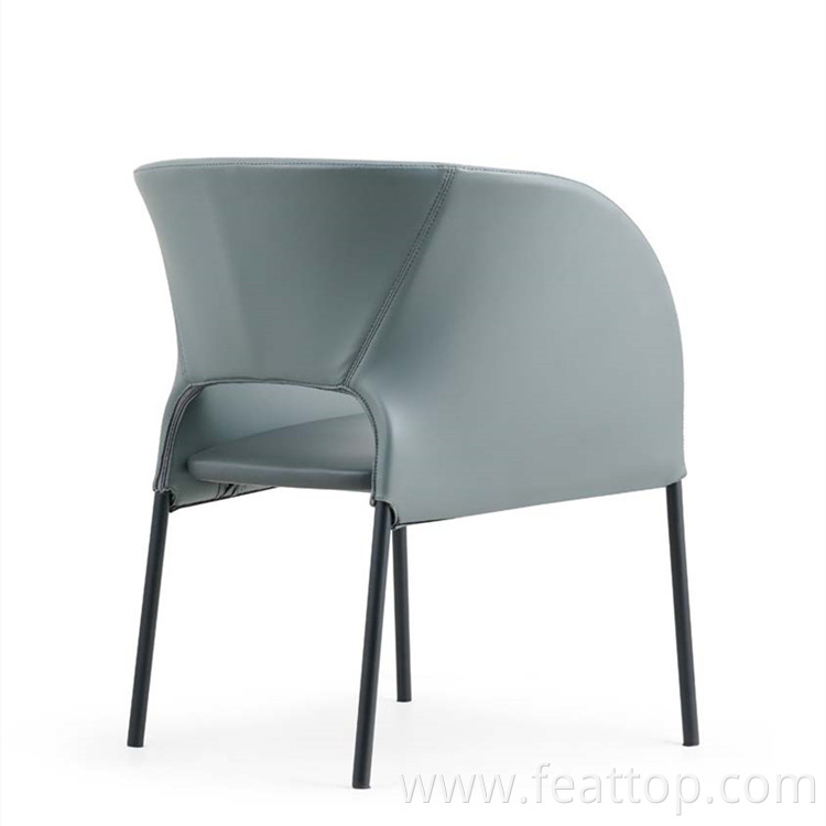 Hot Sales Company Office Lounge Chair With Iron Legs Soft Leather Lounge Chair
